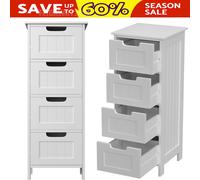 White Wooden Bathroom Cabinet Shelf Cupboard Bedroom Storage Unit Free Standing