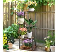 (4 Tiers) Tall Corner Plant Stand Indoor Metal Tiered Shelf for Multiple Plants, Sturdy Display Rack for Living Room, Balcony, Patio, Bedroom