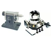 4"Tilting Rotary Table 4Jaw Independent Chuck 14X1 Plate & Single Bolt Tailstock-Amz350
