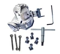 4" Tilting Rotary Table with 80mm 3-Jaw Self-Centering Chuck & Backplate | Precision 4-Slot Rotary Table for Milling Machines | Metalworking Rotary Table for Drilling, Indexing, CNC & Machinist Tools