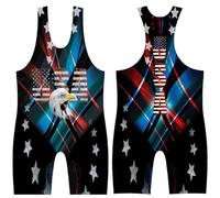 4 Time All American sublimated wrestling singlet, Usa Black, XXL 221-250 lbs.