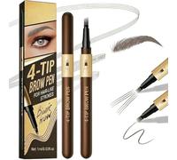 4-Tip Eyebrow Pen in Brown - Waterproof & Smudge-Proof Brow Pencil for Natural Hair-Like Strokes, Precise Definition & Long-Lasting 24-Hour Wear, Ideal for Daily Makeup Routines & Touch-Ups, Flexible