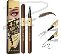 4-Tip Eyebrow Pen in Dark Brown - Natural Hair-Like Strokes & Bionic Brow Effect, Waterproof Smudge-Proof Liquid Brow Pencil for Precise Definition & Long-Lasting Wear, 1ml