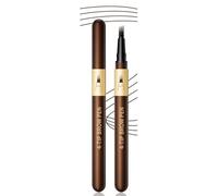 4-Tip Eyebrow Pencil Waterproof Long-Lasting With Micro Fork Applicator & Spoolie For Natural Hair-Like Effect - Fine Brush Soft Pencil Gel Tips In Classic Brown Shades