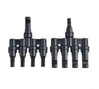4 to 1 T Branch Solar Panel Connector with Fuse Holder and Splitter Coupler, Weatherproof PPO Construction, IP67 Waterproof, 1000V 30A Capacity, Fits 4-6mm² PV Cables for Solar Power Systems