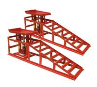 4 Ton Hydraulic Car Ramps, 2PCS Heavy Duty Garage Auto Van Bottle Lifting Jack Ramp Adjustable Height Red