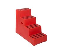 4 Tread Heavy Duty Safety Steps Moulded Plastic 260KG Capacity Industrial Anti Slip Footstep Warehouse Equestrian Platforms (Red)