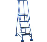 4 Tread Mobile Warehouse Steps BLUE 1.68m Portable Safety Ladder & Wheels