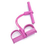 4-Tube Foot Pedal Resistance Band, Heavy Duty Exercise Band for Sit-ups & Full Body Workout, Multi-Purpose Home Fitness Equipment with Multiple Colors(Pink)