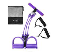4 Tubes Exercise Resistance Bands Portable Pedal Puller Sit-ups Fitness Equipment Tummy Trainer Stretch Workout Bands Set with Foam Handles Sit-Ups Bar for Gym,Yoga,Pilates,Strength Training