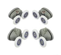 4 Twin Butterfly Shower Door Rollers with Adjustable Top and Bottom Wheels for Accurate Door Positioning Compatible with 19 to 27mm Diameter Wheels (27mm)
