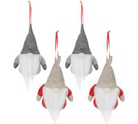 (4 (Two Red, Two Grey)) 2,4,6 Christmas Tree Hanging Gnome Xmas Gonk Decoration Glitter Festive Ornament
