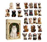 4 Types Cat Lover s 2025, Christmas Countdown Calendar For Kids Adults, 24 Days 2D Acrylic Cute Cats Pendant Tree Ornaments For Cat Lovers Holiday Home Decoration Gift
