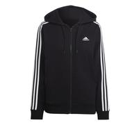 (4 UK - 6 UK, Black/White) Adidas Womens/Ladies 3 Stripes Fleece Full Zip Hoodie