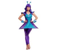(4 UK - 6 UK, Blue/Purple) Smiffys Womens/Ladies Alien Costume Set