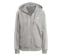 (4 UK - 6 UK, Medium Grey/White) Adidas Womens/Ladies 3 Stripes Fleece Full Zip Hoodie