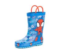 Marvel Spiderman Boys Wellington Boots | Kids Handle Wellies with Spiderman Character and Web Print in Blue and Red | Water Resistant Pull On Rubber Boots for Children | Animation Movie Merchandise