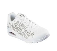 (4 UK, White/Gold) Skechers Womens/Ladies Goldcrown Glitter Heart Trainers