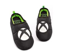 (4 UK) XBOX Slippers Boys Kids Teens Game Console Logo Green Black Shoes