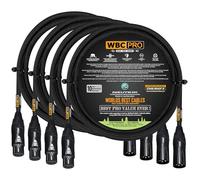 4 Units - 6 Foot - WBC-PRO-Quad Ultra-Silent Ultra-Flexible Balanced Star-Quad Cable with Neutrik Male & Female XLR Plugs & Black Tweed Jacket