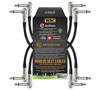 4 Units - Gotham GAC-1-12 Inch (30 cm)- Premium, Ultra-Flexible Dual Shielded Guitar Bass Effects Instrument, Patch Cable - with Low-Profile, Right Angled Pancake type TS (6.35mm) Connectors