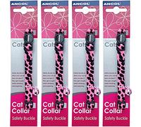 4 Units Saver Pack - Ancol - Velvet Leopard Print Cat Collar - Pink