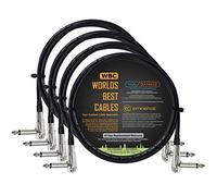 4 Units - Van Damme Pro Grade Classic XKE - 1 Meter - Premium, Ultra-Flexible Multi -Shielded Guitar Bass Effects Instrument, Pedal Stomp Patch Cable w/Low-Profile, R/A Pancake (6.35mm) TS Connectors