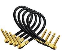 4 Units - Van Damme Pro Grade Classic XKE - 11 Inch (27 cm) - Premium, Ultra-Flexible Multi -Shielded Guitar Bass Effects Instrument, Patch Cable - with Premium Gold Plated, Low-Profile, Right Angled Pancake type TS (6.35mm) Connectors