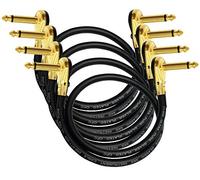4 Units - Van Damme Pro Grade Classic XKE - 30 Inch (76 cm) - Premium, Ultra-Flexible Multi -Shielded Guitar Bass Effects Instrument, Patch Cable - with Premium Gold Plated, Low-Profile, Right Angled Pancake type TS (6.35mm) Connectors