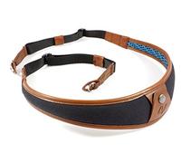 4 V Design Wing - Professional Shoulder Sling Strap for Photography Leather/Fabric Canvas Attack Ring Handmade in Italy with Plant Tuscan Leather, Adjustable Pre Curved Padded Col: Black/Brown