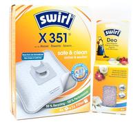 4 Vacuum Cleaner Bags + Deodorant Beads Compatible with Fakir A 91 EL, Avant/Plus, E 100, 112 | Compatible with Swirl X351 - X 351 | 4 Bags, Air Freshener, Accessories, Spare Parts