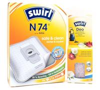 4 Vacuum Cleaner Bags + Deodorant Beads Compatible with Nilfisk Select WCO13P08A1 EU, X 100 Extreme | Compatible with Swirl N74 - N 74 | 4 Bags, Air Freshener, Accessories, Spare Parts