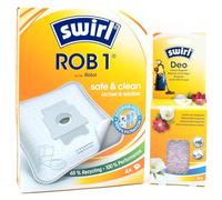 4 Vacuum Cleaner Bags + Deodorant Beads Compatible with Roomba Plus 505 Combo-Roboter + AutoWash Dock | Compatible with Swirl ROB1 - ROB 1 | 4 Bags, Air Freshener, Accessories, Spare Parts