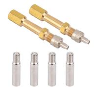 4 Valve Extender & 2 Valve Stem Extension, 39mm & 50mm Heavy-Duty Brass Tire Adapter with Straight Bore Design Air Inflation Extenders Universal Fit for Car Truck Motorcycle Bike Mower Scooter
