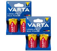 4 VARTA Longlife Max Power R-20 R20 D alkaline batteries