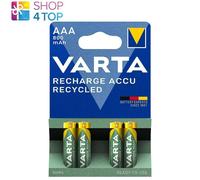 VARTA Recharge Accu Recycled, Ready-To-use pre-charged AAA Micro NiMH rechargeable battery (4-pack, 800 mAh) made of 11% recycled material - without memory effect