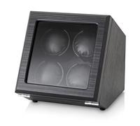 4 Watch Winder for Automatic Watches with Motor-Stop Option, Black Veneer, Leader Watch Winders