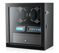 4 Watch Winder with 5 Watch Storage Space, LCD Display, Touch Control and Interior Light, Black + Black Velvet, Leader Watch Winders
