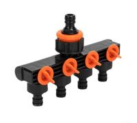 4 Watering Garden Hose Way Splitter with Individual Drip Off Valves Heavy Duty Plastic Irrigation Lawn for Manifold for Shut and Agricultural Pipe Compatible