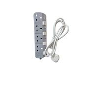 4 Way 2 Meter Switched Neon Power Indicator Mains Extension Lead 240V 13A White