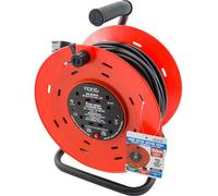 4 Way 50M Extension Reel Heavy Duty Open Drum Reel Lead Gang Mains Socket 13 Amp