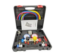 4 Way AC Manifold Gauge Set HVAC Diagnostic Freon Charging Tool for Auto Household R134A R22 R410A 5FT Hose Quick Coupler for Beginners DIY Use