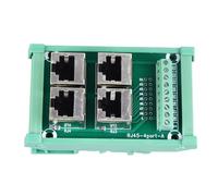 4 Way Buss Board, Rail Mount Interface Module with 4 Jacks Splitter for RJ45 8P8C Network Ports, 0.5A Parallel Terminal Block Connector for Home Office Factory Use