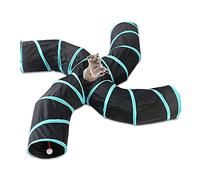4 Way Cat Tunnel, Interactive Cat Tube with Crakle Paper and Plush Ball for Fun, Exercise, and Hiding, Polyester Play Tunnel for Kittens, Puppies, and Rabbits, Ideal for Indoor