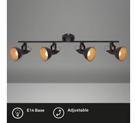 Briloner - Spot Ceiling Light, 4 x E14 Ceiling Spotlight Bar, Adjustable, Retro/Vintage, 40W, Metal, Black and Gold, 790x190mm (LxH)