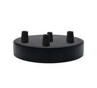 4 Way Ceiling Rose Black 120mm Round Metal Pendant Light Canopy Cover Plate