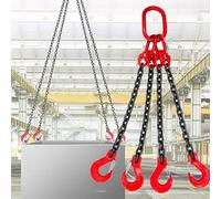 4 Way Chain Sling, G80 Alloy Steel Heavy Duty Lifting Slings with 4 Safety Grab Hooks, 2 Ton Rust Resistant Engine Hoist Chains, 1m Length for Industrial Use