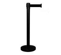 4 Way Connectable Queue Barrier with 2 Meter Nylon Belt | Black Queue Barrier with Black Retractable Belt | Durable Crowd Control Barrier with Power Coated Iron Finish for Queue Management, Events