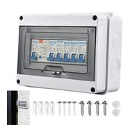 4 Way Consumer Unit Circuit Breaker, IP65 Weatherproof Garage Consumer Unit, Anti-Leakage Fuse Box with Circuit Protection, for Garages Caravans Workshops, 63A 30mA RCD 4MCB 6 10 20 32A