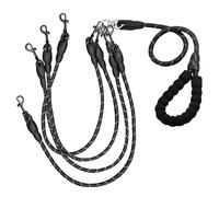 4 Way Dog Leashes,No Tangle Medium Small Dog Walking Leash,Nylon Pet Leash for 1 to 4 Dogs Outdoor Walking (Black)